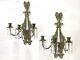 Antique Vtg French Louis XVI Style Crystal Candle Wall Sconces Pair Ornate Birds