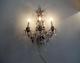 Antique Vtg Italian Gold Tole French Czech Crystals Chandelier Sconce Wall Lamp