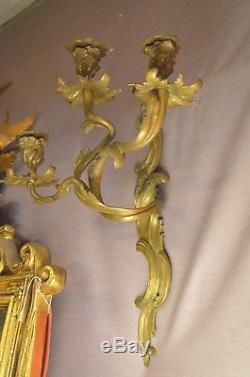 Antique Wall Hanging Sconces Pair Gold