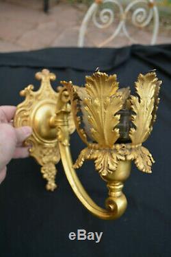 Antique Wall Sconce Gold Gilt Bronze Brass Floral Acanthus from Theatre C 1915 a