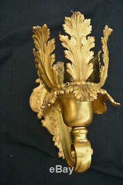 Antique Wall Sconce Gold Gilt Bronze Brass Floral Acanthus from Theatre C 1915 a