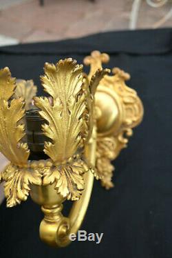 Antique Wall Sconce Gold Gilt Bronze Brass Floral Acanthus from Theatre C 1915 c