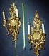 Antique carved Gilt wood Wall candle sconces, flowers and shells electrified but