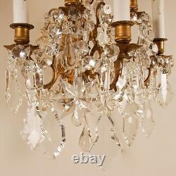 Antique crystal sconces 19th century French Baccarat bronze wall lamps a pair