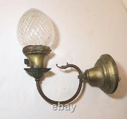 Antique elaborate cut crystal bronze brass figural griffin electric wall sconce