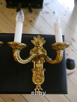 Antique gold bronze pair wall lamps sconces lightings home decor appliques old