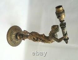 Antique ormolu mermaid wall gas sconce, ideal conversion to electricity project