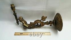 Antique ormolu mermaid wall gas sconce, ideal conversion to electricity project
