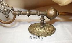 Antique ornate 1800's Victorian gilt brass gas electrified wall sconce fixture