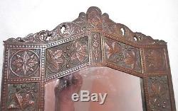 Antique ornate Aesthetic gilt bronze wall mirror candle holder sconce eastlake