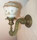 Antique ornate Empire gilt bronze industrial electric wall sconce fixture brass