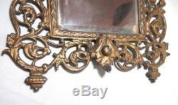Antique ornate figural Bacchus gilt cast iron brass wall mount mirror sconce