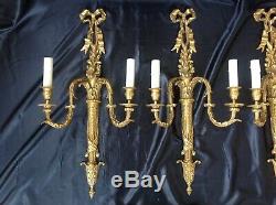 Antique sets of four wall lights extra large size each with double sconces