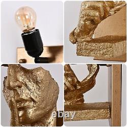 AntsDS Retro Decor Wall Sconce with Thinker Statue Face, Gold Wall Light fixtu