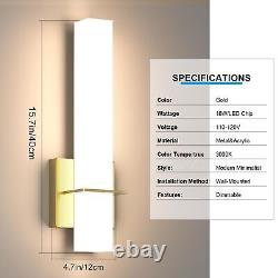 Aoceley Gold LED Wall Sconces Set of Two, 18W 3000K Dimmable Wall Light with A
