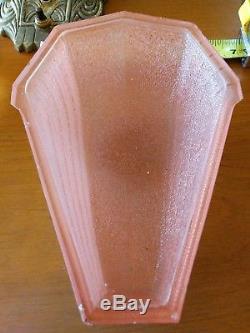 Art Deco Antique pink frosted Glass Slip Shade Wall Sconce light Fixture