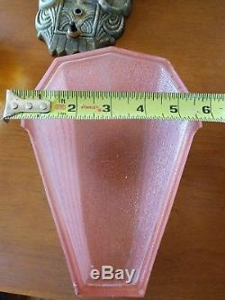Art Deco Antique pink frosted Glass Slip Shade Wall Sconce light Fixture