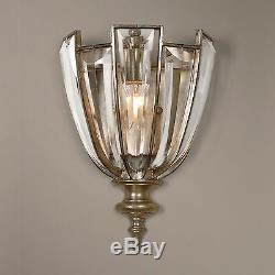 Art Deco Crystal Wall Sconce Champagne Gold Flower Light