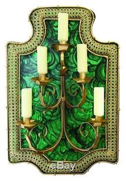 Art Deco Emerald Green Wall Sconce Retro Dark Gold Candle Holder