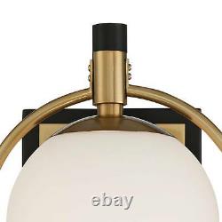 Art Deco Wall Light Sconce Brass Black 9 1/2 Fixture Glass for Bathroom Bedroom
