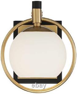 Art Deco Wall Light Sconce Brass Black 9 1/2 Fixture Glass for Bathroom Bedroom