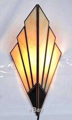 Art Deco wall Sconces wall lights 1930's style (cream & Gold)