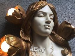 Art Nouveau Figural Head Bust Wall Sconce Lamp Reproduction