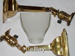 Arts and crafts, brass wall sconces, lights, 1910's, mission style, globe