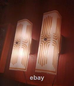 Atomic Mid Century Wall Sconces White Glass With Starburst Gold Design