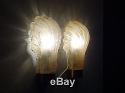 BAROVIER & TOSO ATTRIBUTED murano glass wall lamps retro vintage sconces 1 pair