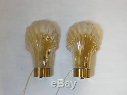 BAROVIER & TOSO ATTRIBUTED murano glass wall lamps retro vintage sconces 1 pair