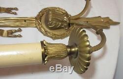 BIG antique ornate thick gold gilt brass Victorian electric wall sconce fixture