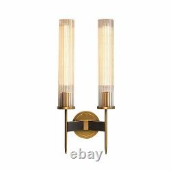 BOKT Mid-Century Modern Wall Sconce, Clear with Crystal Cylindrical Lampshade