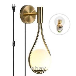 BOKT Modern Glass Wall Lamp Gold Glass Globe Wall Mounted Sconces with On/Off