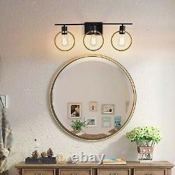 Bathroom Vanity 3 Light Fixture Sconce Modern Wall Black Gold Metal Indoor Decor