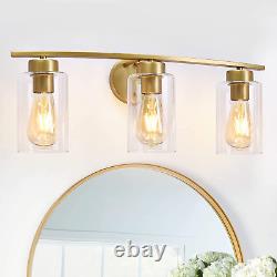 Bathroom Vanity Light Fixtures, 3-Light Wall Sconce Lighting Brass Gold Modern C
