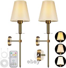 Battery Operated Wall Sconce Set of 2, with Remote Wireless Lights Fixture for W