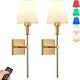 Battery Operated Wall Sconces Set of 2, Dimmable Rechargeable Gold