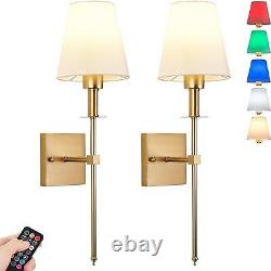 Battery Operated Wall Sconces Set of 2, Dimmable Rechargeable Gold