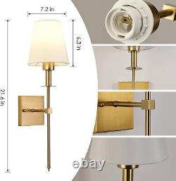 Battery Operated Wall Sconces Set of 2, Dimmable Rechargeable Gold