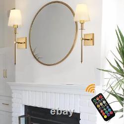 Battery Operated Wall Sconces Set of 2, Dimmable Rechargeable Gold