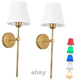 Battery Operated Wall Sconces Set of 2, with Remote Control Dimmable Indoor Gold