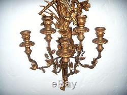Beautiful Antique Italian Style Gilt Wood (Gold) Wall Sconce, 5 Arms, H48