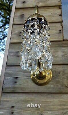 Beautiful French Style Shiny Brass Wall Lights / Downlights Strings of Crystals