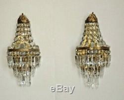 Beautiful Pair French Antique Empire Style Montgolfier Crystal Wall Lights 2128