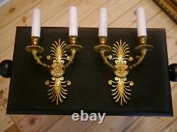 Beautiful high quality spring shape old brass sconces empire wall lamps 2 lights