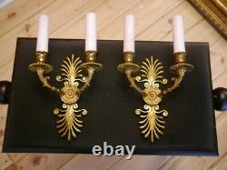 Beautiful high quality spring shape old brass sconces empire wall lamps 2 lights