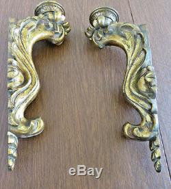 Beauty Pair Antique Vintage Gold Gilt Florentine Wall Sconce Corbels Carved LG