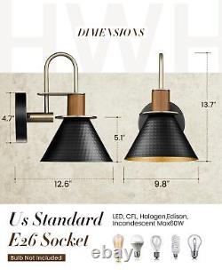 Black and Gold Wall Sconces, HWH Industrial Sconces Wall Lighting Indoor Vani