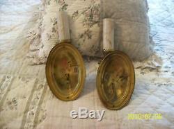 Brass Gilt Cast Gold Antique Electric Candle Wall Sconce Matching Set 2 Lights